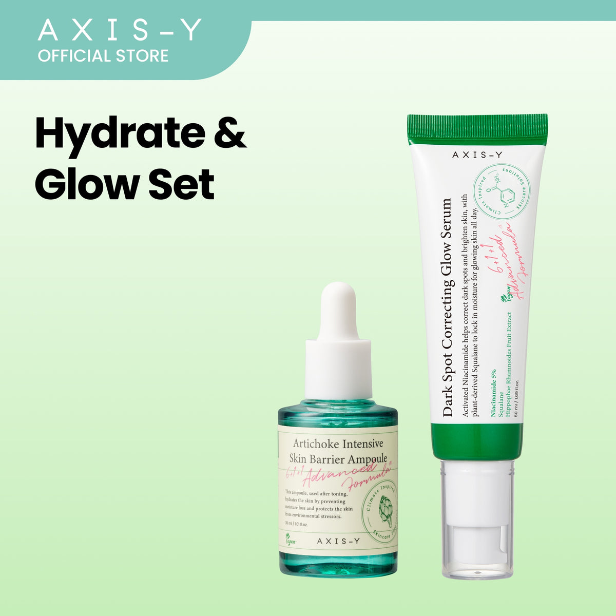 AXIS-Y Hydrate and Glow Set (Glow Serum 50ml + Artichoke Ampoule 30ml)